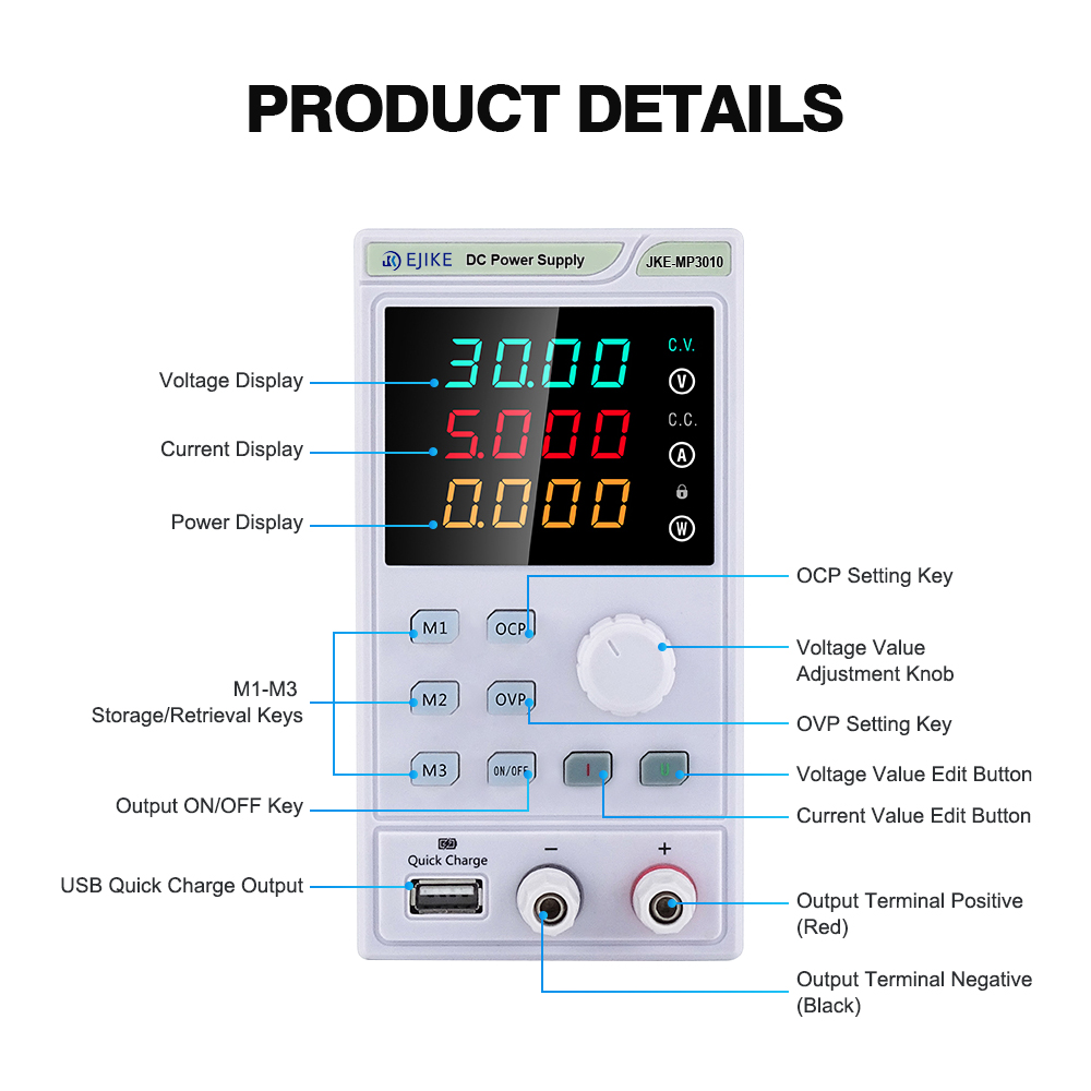 Alimentation électrique EJIKE  - Programmable Dc Power Supply 30V 10A avis et prix